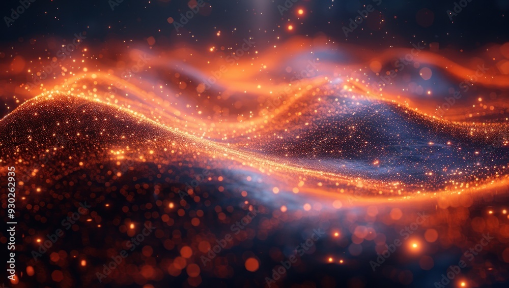 Obraz premium Abstract Glowing Particles and Waves