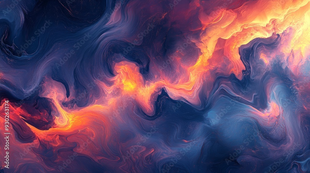 Fototapeta premium A fluid abstract design with swirling patterns of rich colors, resembling marble or a cosmic nebula, ai