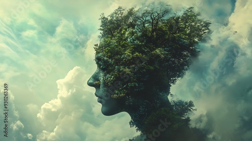 Nature's Embrace: A Woman Transformed into a Lush Forest