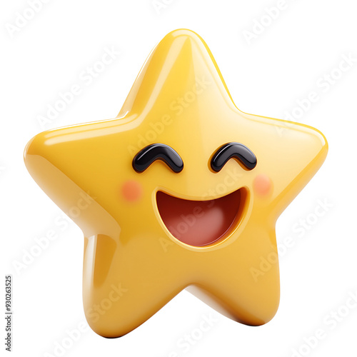 Star-struck emoji isolated on transparent background,rendered as a 3D emoticon with starry eyes,smile 3D stylized vector icon, Love concept, smiling mouth, Generative AI