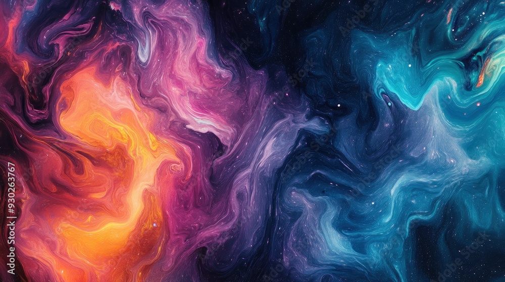 Fototapeta premium A fluid abstract design with swirling patterns of rich colors, resembling marble or a cosmic nebula , ai
