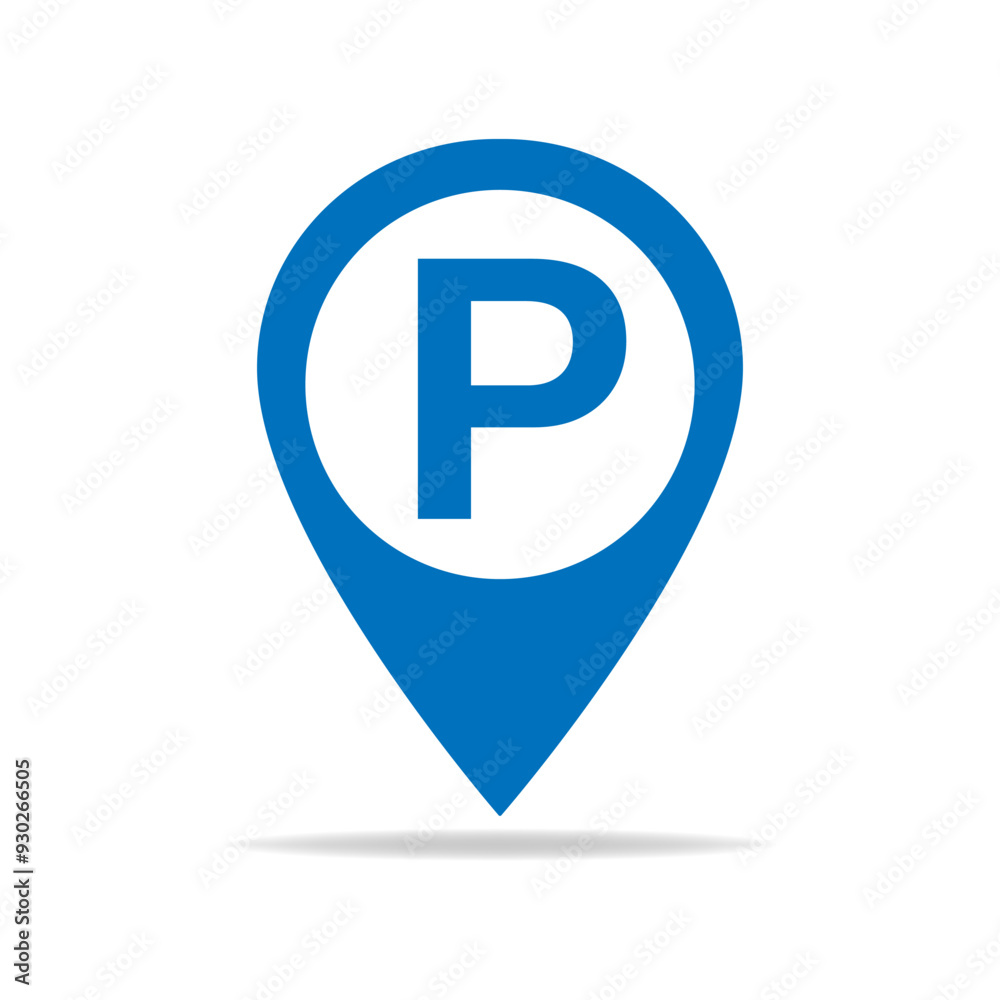 Parking pinpoint blue icon. Map parking pointer, Parking map point vector illustration Parking pinpoint blue icon. Map parking pointer, Parking map point vector illustration