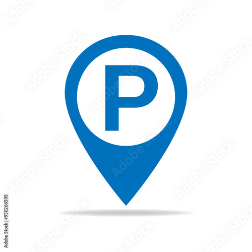 Obraz na płótnie Parking pinpoint blue icon. Map parking pointer, Parking map point vector illustration w salonie