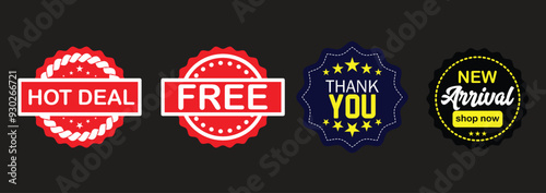 New arrival label, badge or banner design element template. Clothes tag layout with message pointing on new item from renewed collection.eps10