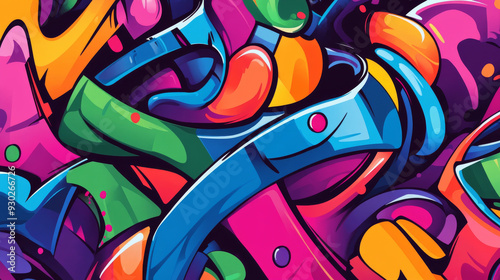 Wallpaper Mural A colorful abstract urban-style hip-hop graffiti street art background template. The vector illustration features dynamic and vibrant graffiti elements, including bold colors, abstract shapes. Torontodigital.ca