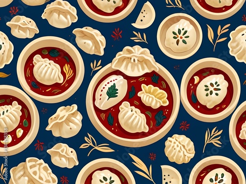 Chuseok chinese dumplings patterns, AI generated