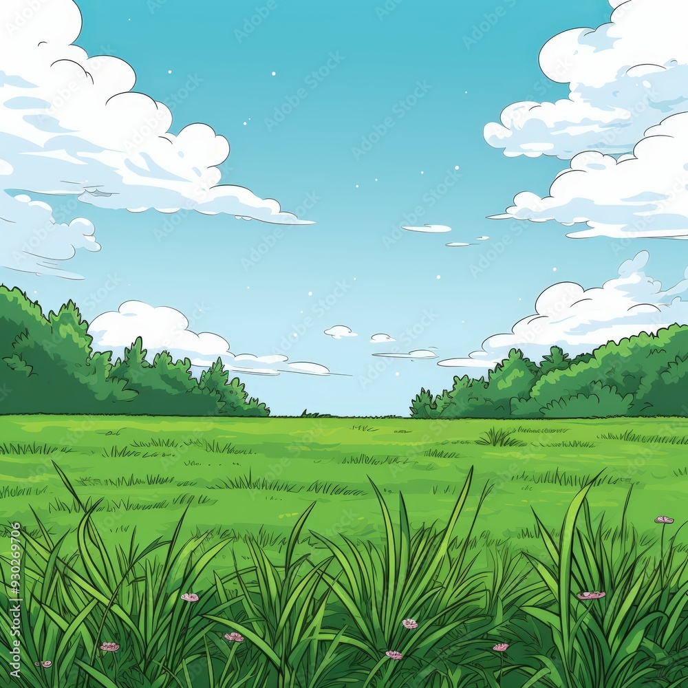 Obraz premium Green field with sky