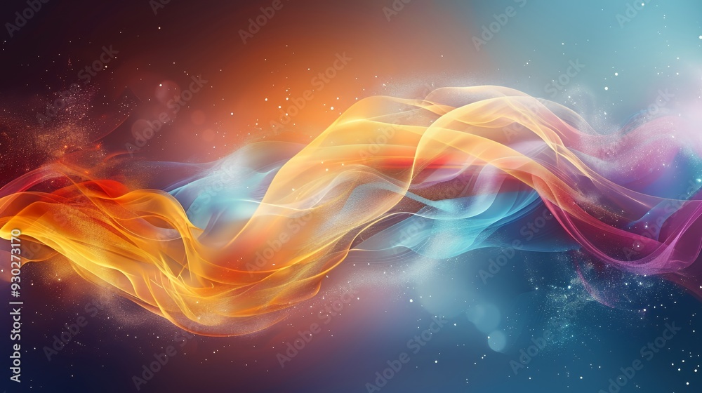 A vibrant abstract design featuring flowing waves of color and light. A vibrant abstract design featuring flowing waves of color and light.