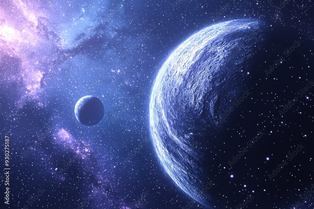 Space cosmic illustration with planets scene created with Generative AI Space cosmic illustration with planets scene created with Generative AI