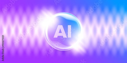 Artificial intelligence chipset on ultraviolet board in futuristic neon cyber punk concept technology artwork for web, banner, card, cover. Vector AI chip logo design template