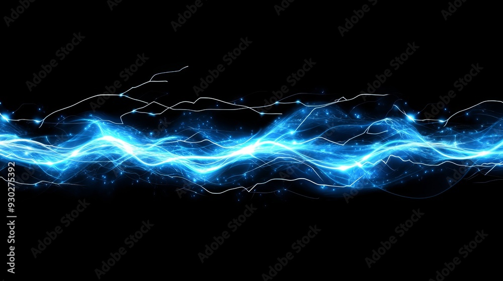 A black background is shown here with lighting and electric currents on it A black background is shown here with lighting and electric currents on it