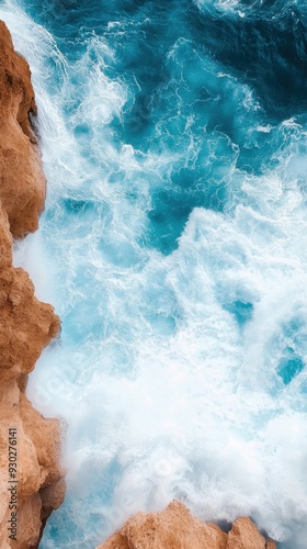 A dramatic cliffside view with waves crashing below, capturing the power and beauty of nature