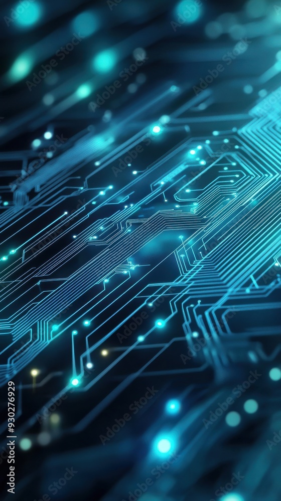 A digital circuit board with glowing blue and green lines, symbolizing modern technology A digital circuit board with glowing blue and green lines, symbolizing modern technology