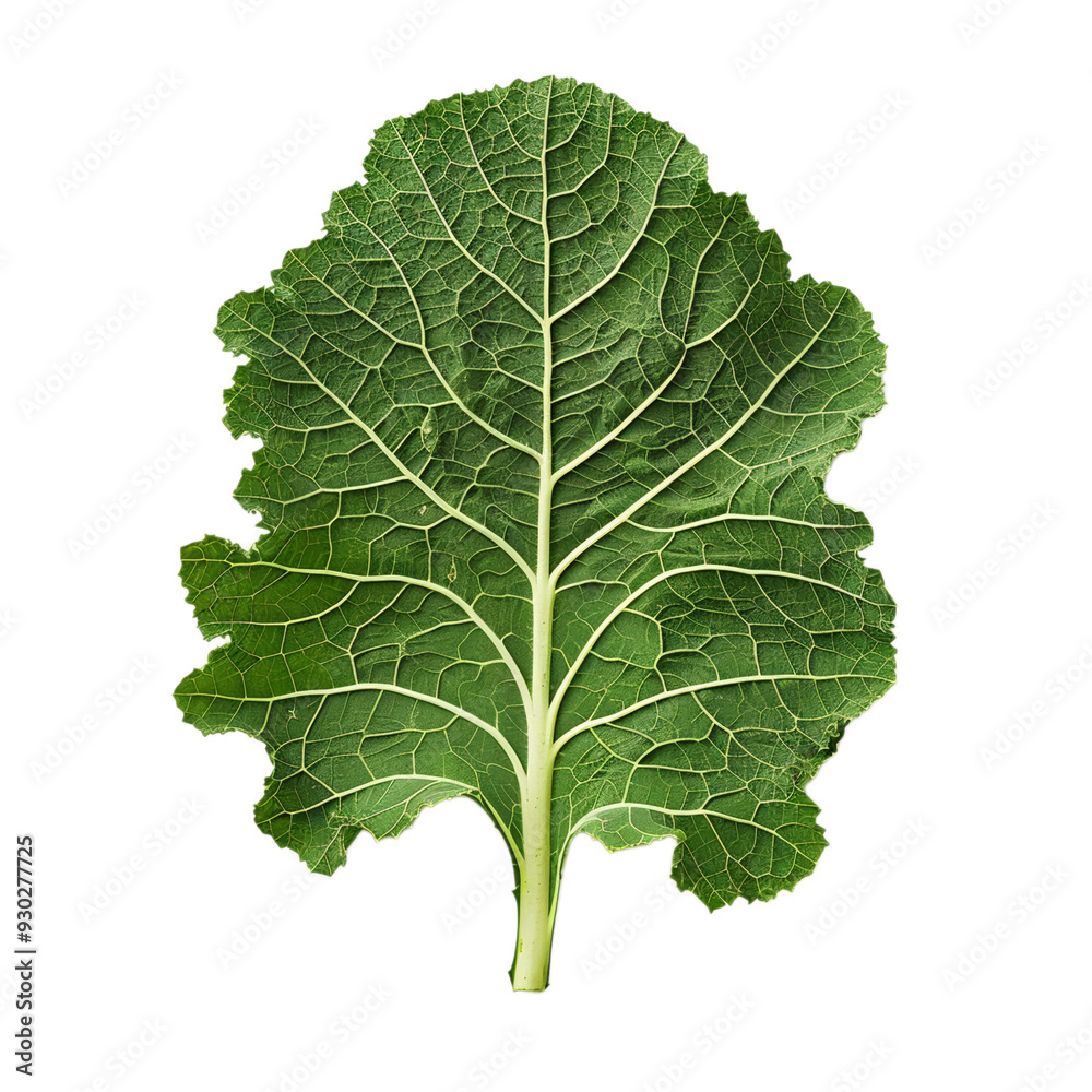 Top view of a fresh green kale leaf with intricate crinkled texture, isolated on a transparent background Top view of a fresh green kale leaf with intricate crinkled texture, isolated on a transparent background