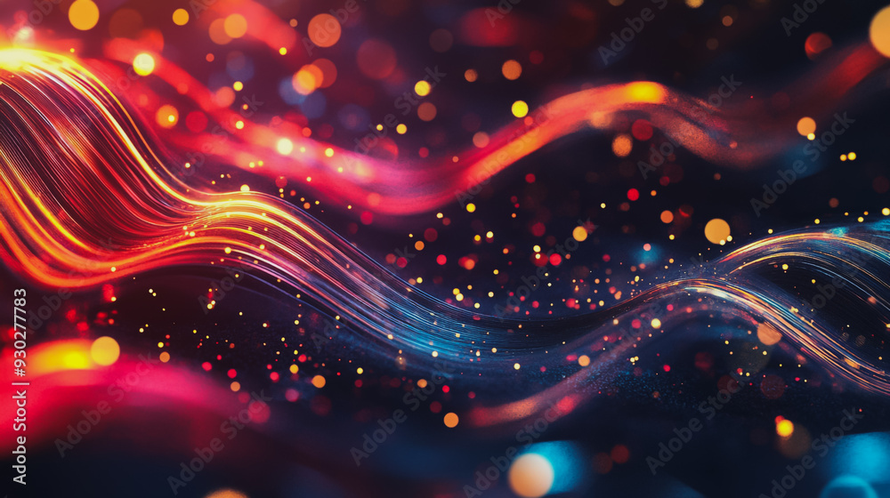 Abstract digital background electromagnetic wave background Innovation digital wave, information technology background and luxury background with golden line decoration and curve light effect