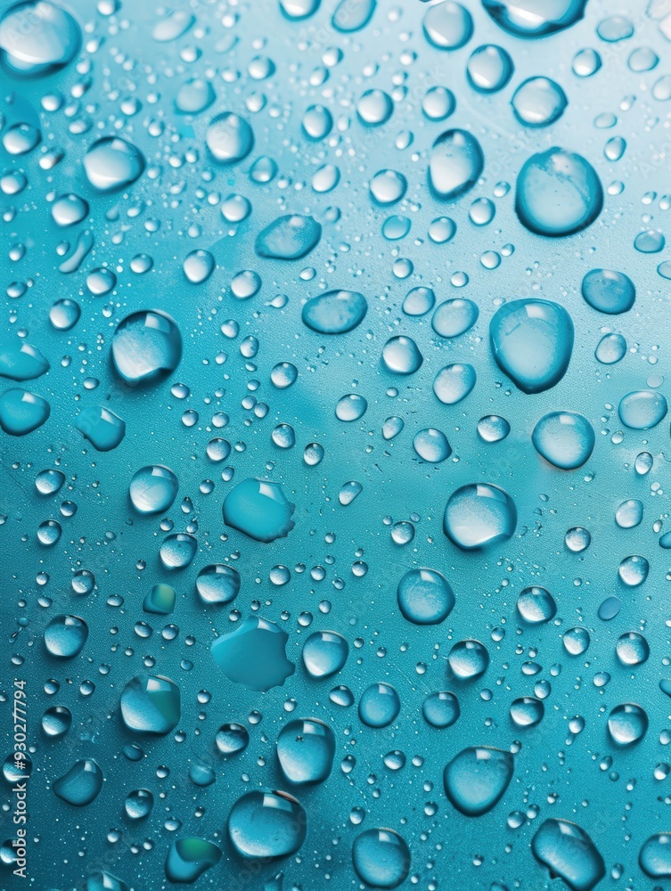 Water droplets on blue Water droplets on blue