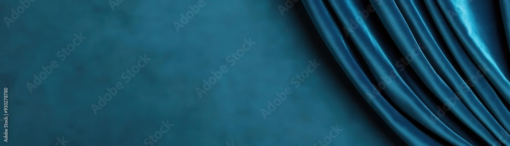 Fototapeta premium Luxurious plush velvet drapes, deep royal blue, gently swaying, elegant ambiance