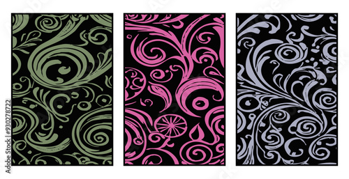 Set of 3 Abstract pattern. Illustration for printing on wall decorations. For use in graphics.