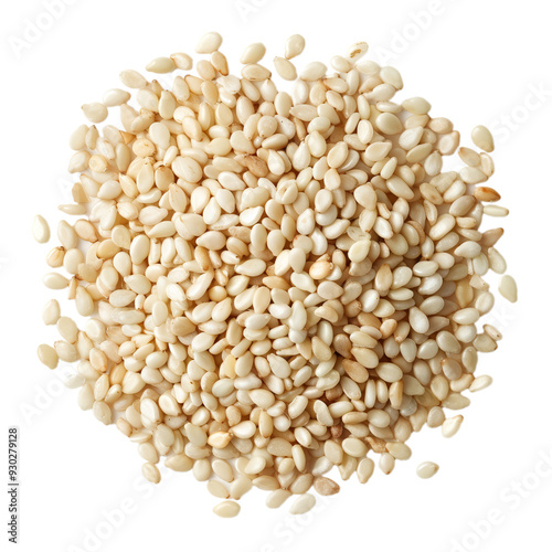 Top view of a single transparent sesame seed with a smooth texture, isolated on a transparent background  photo