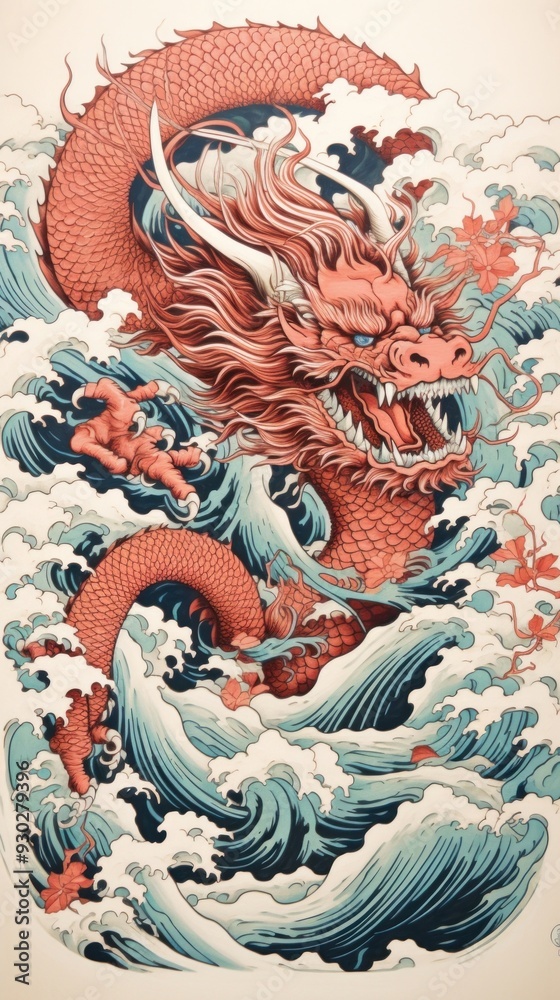 Fototapeta premium Chinese dragon drawing representation creativity.