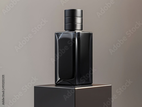 Plain Black Perfume Bottle on Podium Mockup – High-Resolution Image