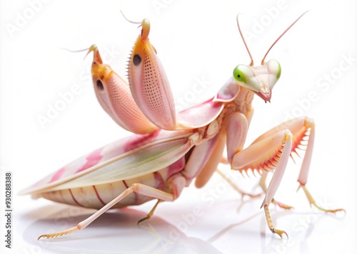 an image of an Orchid Mantis (Hymenopus coronatus) isolated on a white background. photo