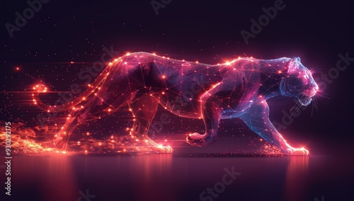 Digital Panther: Glowing Lines and Dots