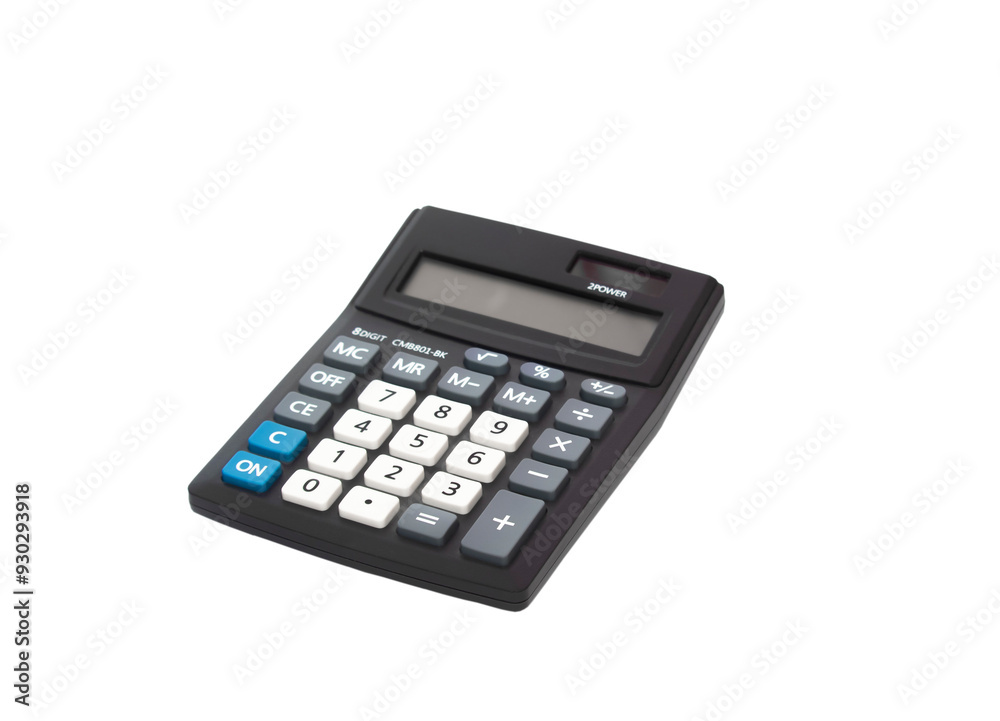 Black calculator isolated on white background with no display, copy space Black calculator isolated on white background with no display, copy space