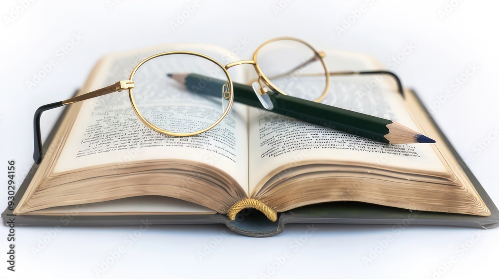 Fototapeta premium glasses on book