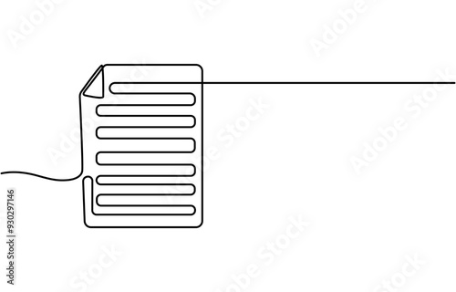 One continuous line vector drawing of a folder. Outline documents background icon. Saving securities vector icon. Vector illustration, continuous line drawing document paper, File Verification