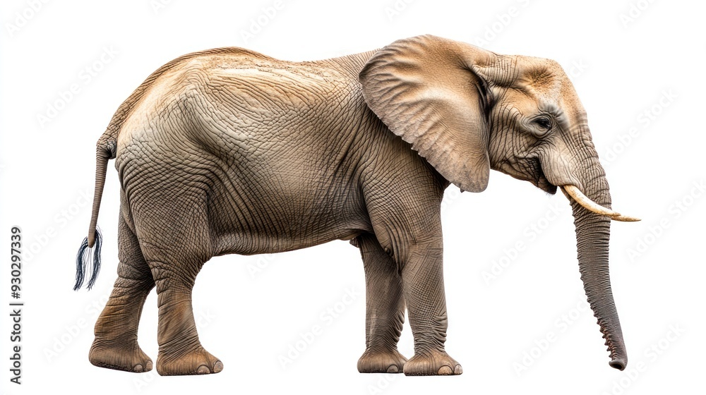 African Elephant Standing on White Background African Elephant Standing on White Background