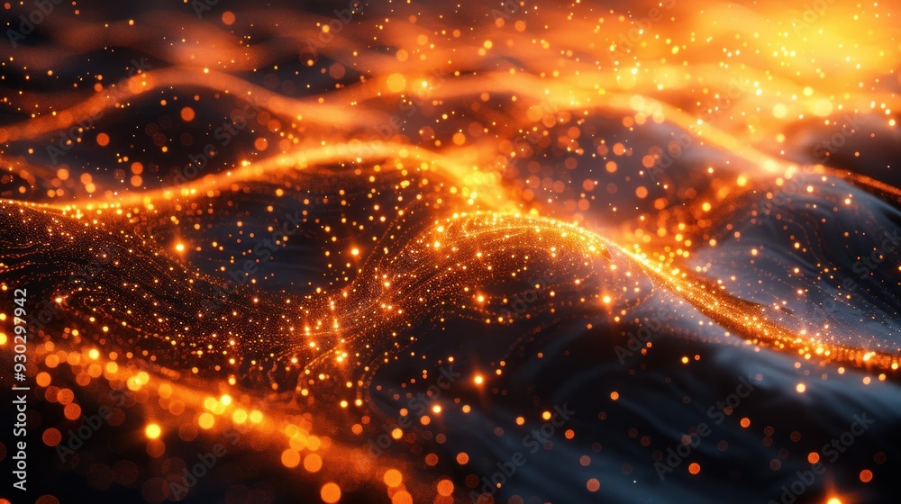 Obraz premium Abstract Background with Sparkling Orange Lights