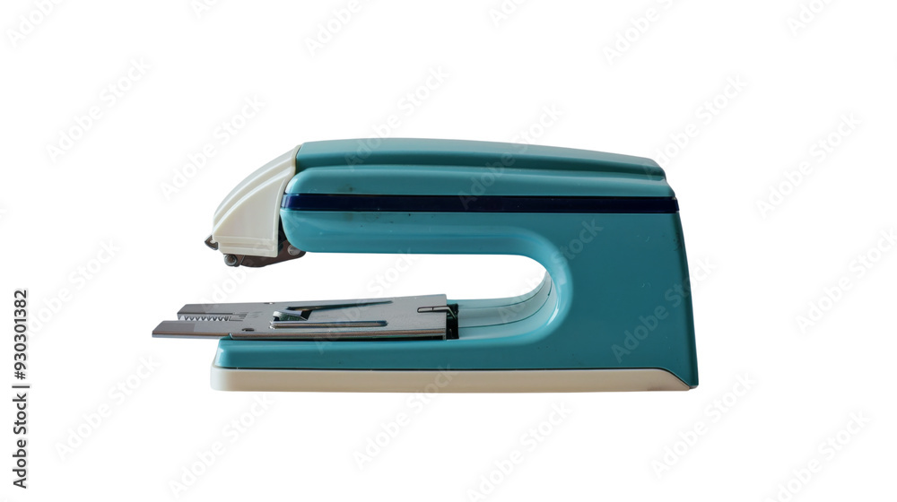 Green stapler, transparent background PNG