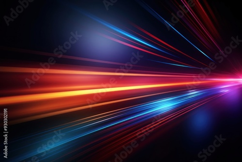 Colorful light trails on dark background backgrounds futuristic technology.