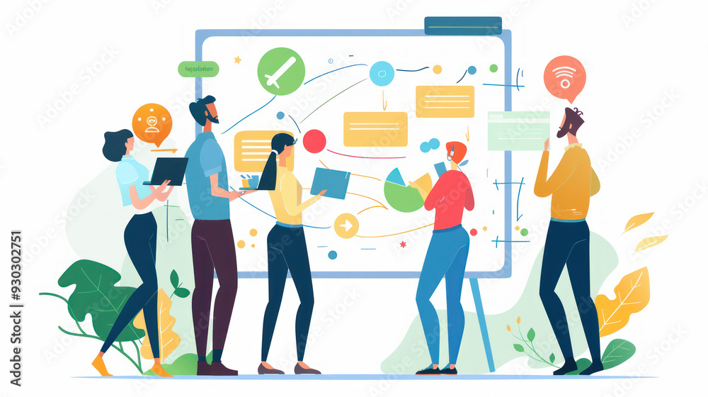 Collaborative brainstorming session with diverse professionals sharing ideas on a large whiteboard Collaborative brainstorming session with diverse professionals sharing ideas on a large whiteboard