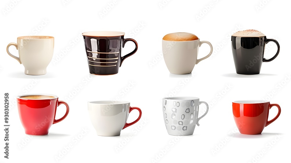 assortment of coffee cups isolated on a white background assortment of coffee cups isolated on a white background