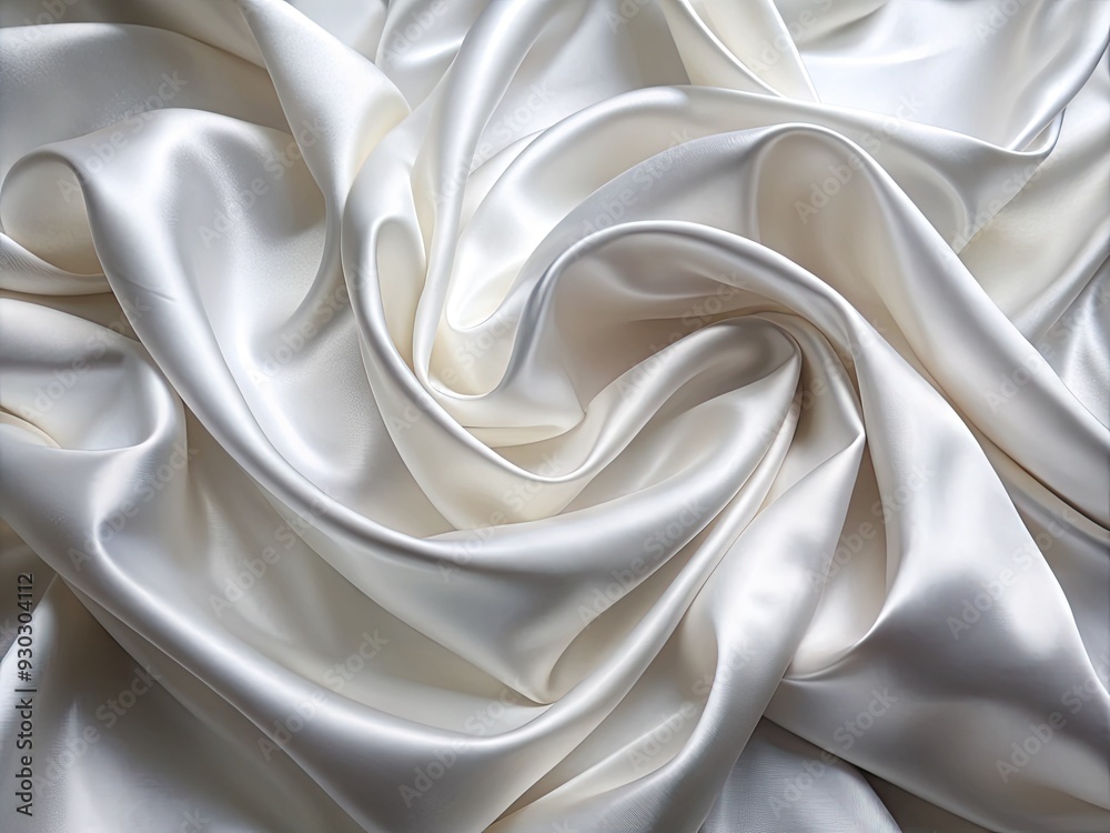 Obraz premium Softly illuminated, intricately folded white satin fabric flows dynamically across a clean background, showcasing delicate creases, smooth curves, and an enticing play of light and shadow.