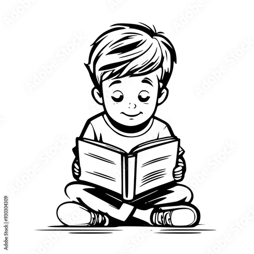 a child boy reading book