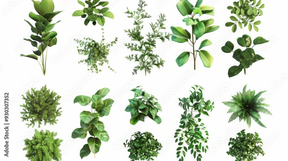 Fototapeta premium Plant png cut out element set, AI Generative