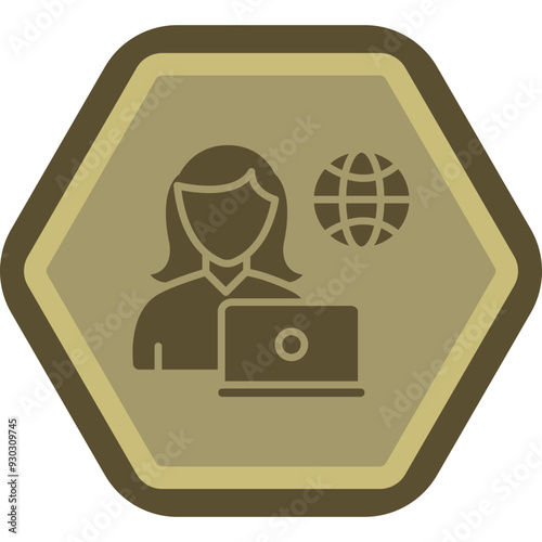 Remote Female Worker Icon Design