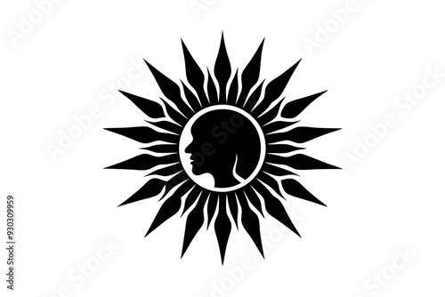 Mental health sun logo vector art illustration