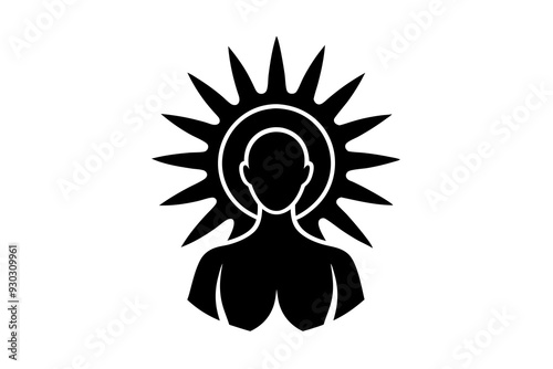 Mental health sun logo vector art illustration