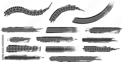 Grunge Car Tire Tracks Vector