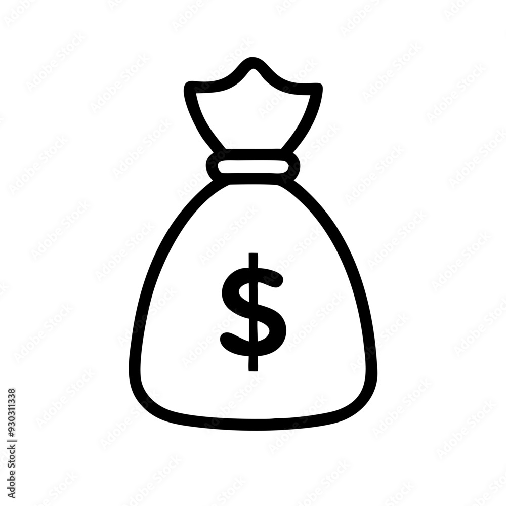 bag with money simple icon representing wealth, success, dollars. bag with money simple icon representing wealth, success, dollars.