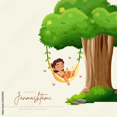 Happy Khrishna Janmashtami and dahi handi Hindu festival of happy shree lord krishna god born with janmashtami text and gradient background. abstract vector illustration design. photo