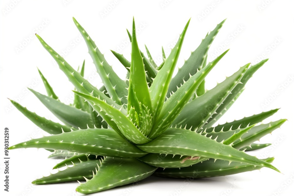 A large green plant with spiky leaves. The plant is a type of cactus and is native to the desert A large green plant with spiky leaves. The plant is a type of cactus and is native to the desert