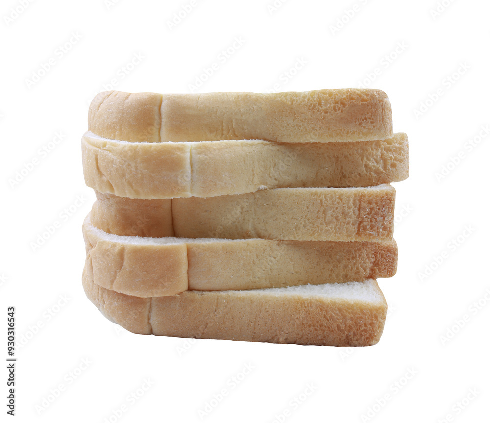 Slices of white bread stacked on top of each other, with transparent image.