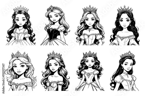 Queen . Fictional character. Black and white illustration for use in graphics. photo