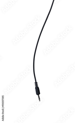 Black audio plug and black cable.