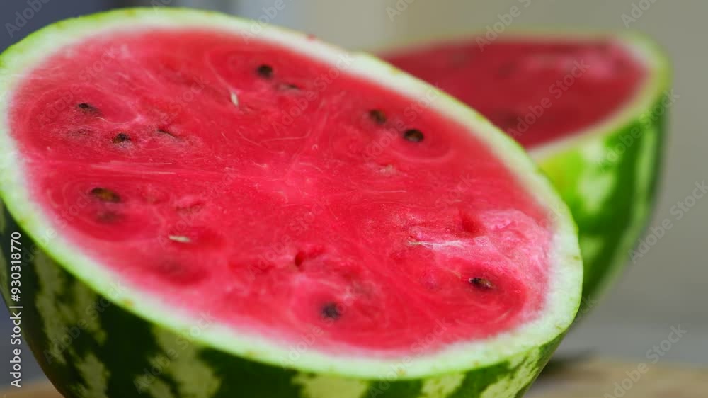 Ripe watermelon on a plate - close-up Ripe watermelon on a plate - close-up